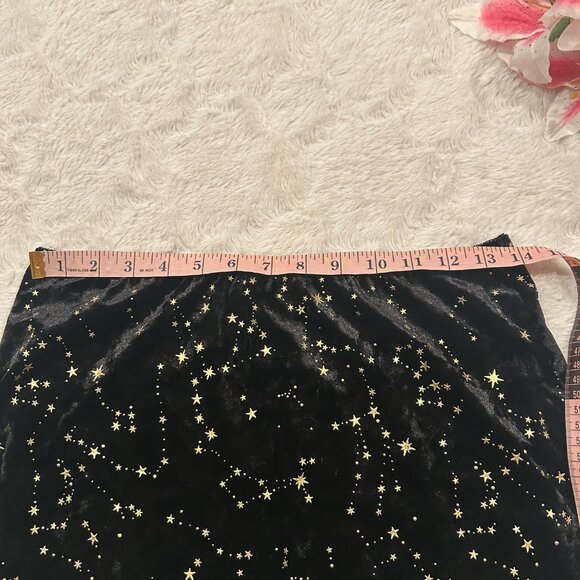 Velour Gold Star Celestial Constellation Mini Skirt - S/M (Juniors Large) - Picture 5 of 6